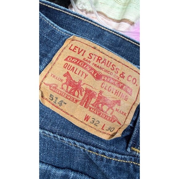 Levis 514 Mens Straight Fit Jeans W32 L30 Mid-Rise Blue Denim Classic Style - Picture 2 of 7